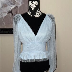 Free People White Asymmetrical Peplum Blouse